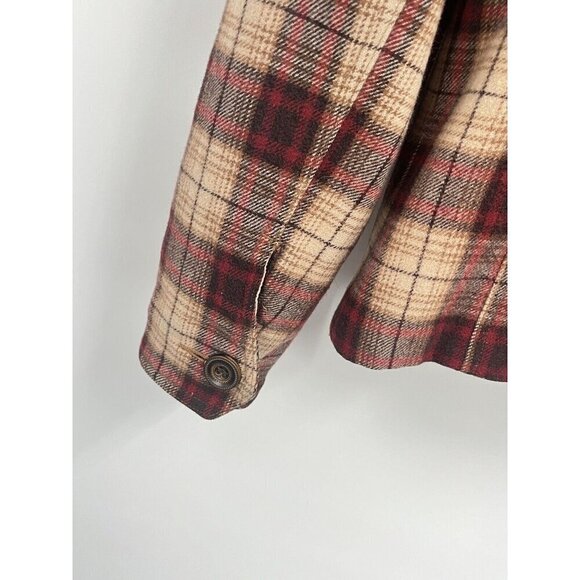 Giacco Wool Plaid Double Breasted Pea Coat Brown Faux Fur Sz Small - Picture 7 of 7